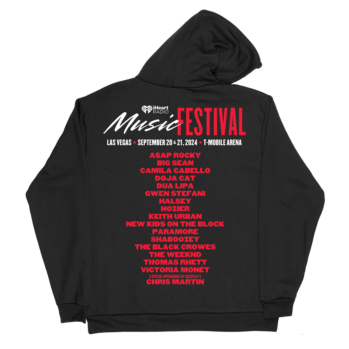 iHeart Radio Music Festival Vegas 2024 Poker Chip/Lineup Zip Hoodie - Black